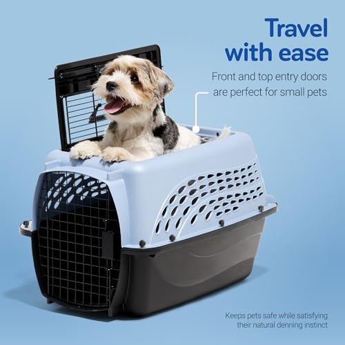 Petmate Dog Crates for Small Dogs & Cat Carriers, Two-Door Plastic Pet Kennel, Top & Front Loading, Made in USA, 24", Blue - Image 4