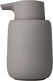 blomus Seifenspender -SONO- 250 ml aus Keramik | Handseifenspender in Grau | Ø8 x 14H cm | Farbe Satellite | Flüssigseifenspender mit Pumpkopf