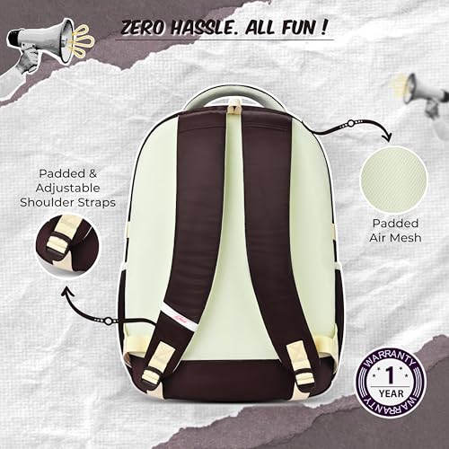 Image of Gear Elegant 19 inch /35L Large Water Resistant School Bag | Casual Backpack | Daypack | Travel Backpack | Kids Bag for Boys /Girls (Brown - Cream)