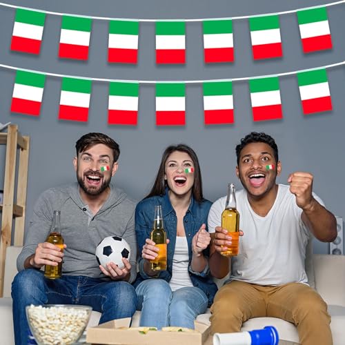 Image of AhfuLife 60 Pcs Italy String Flags for Italian Party Decoration, Small Italian Flag Bunting Banner- Double Sided for Republic Day National Day Football Fan Party Sports Bars Street Decorations (5.5x8.3 Inch -33 Ft)