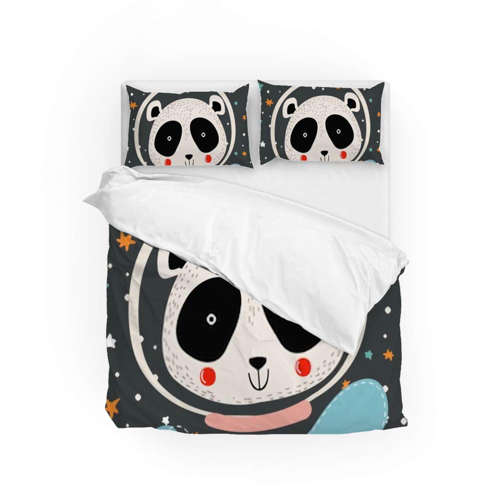 Parure de lit 3 pièces astronaute avec housse de couette et 2 taies d'oreiller