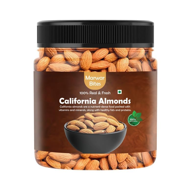 Image of MarwarBites California Almonds 500gm| Badam Giri | High in Fiber & Boost Immunity | Real Nuts | Gluten Free & Zero Cholesterol | Natural Dry Fruits Pack