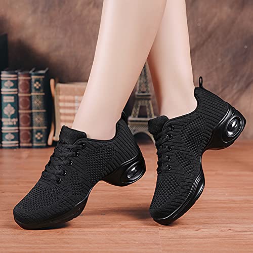 Ruybozry Women's Jazz Breathable Air Cushion Split Sole Athletic Walking Lace Up Dance Sneakers,Model Xlfz1902,Black,Us 7.5 #TOP7