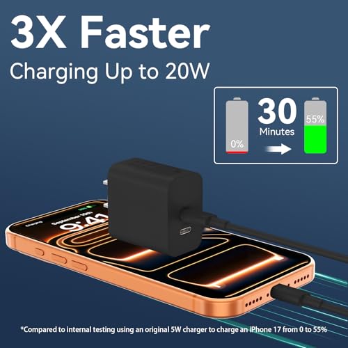 Image of Phone 15 /16 /17 Pro Max Charger Fast Charging, 20W Dual Port USB C Charger Block with 6.6FT Long USB C to C Charging Cable Cord for Phone 17 16 15 Pro Max /17 16 15Pro /15 /1615Plus,Air