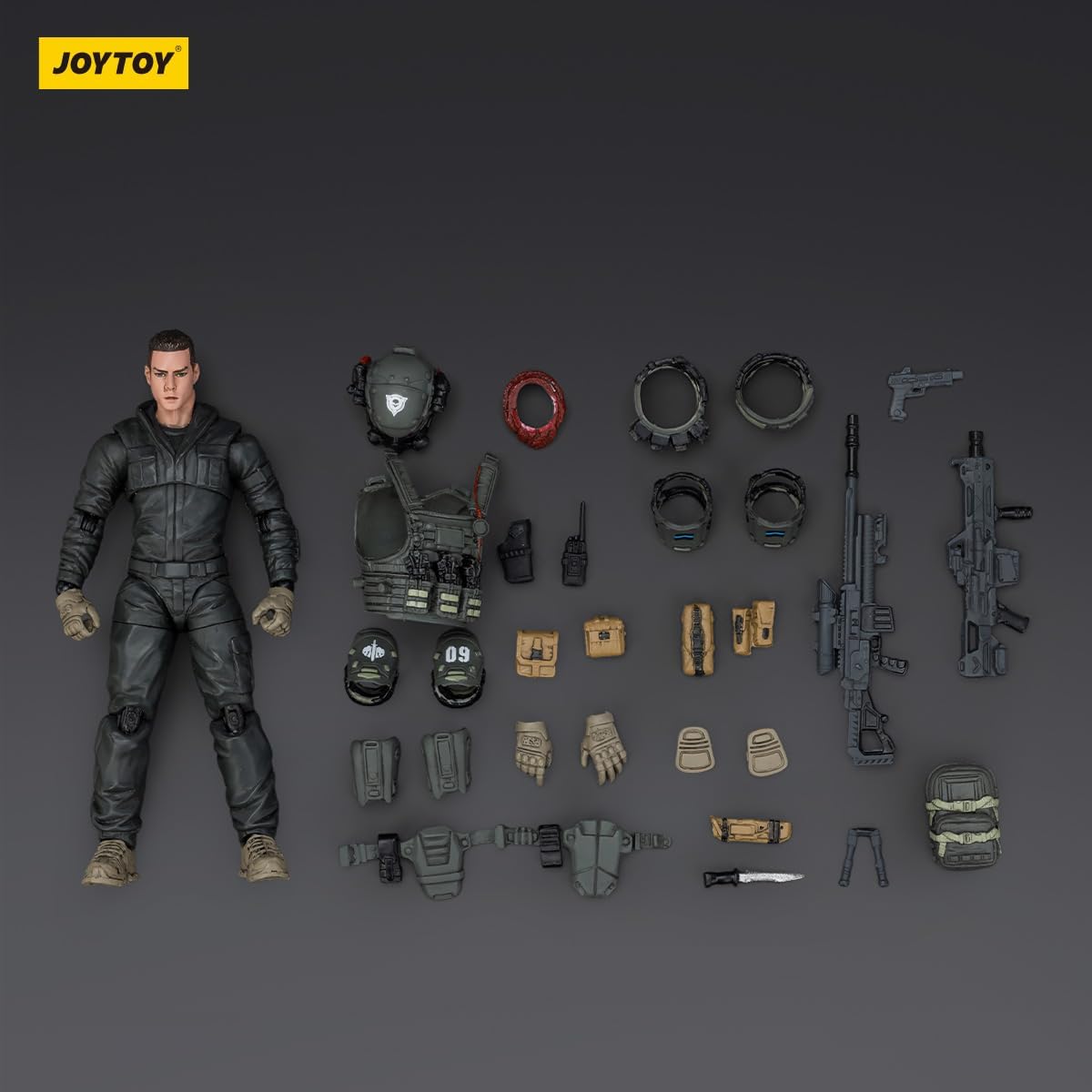 JOYTOY 1/18 Action Figures - Dark Source Stellar Scar Assault Team Darksilicon - 3'',US Army Men and SWAT Team Toy Soldiers with Military Weapons Accessories,Ages 15+