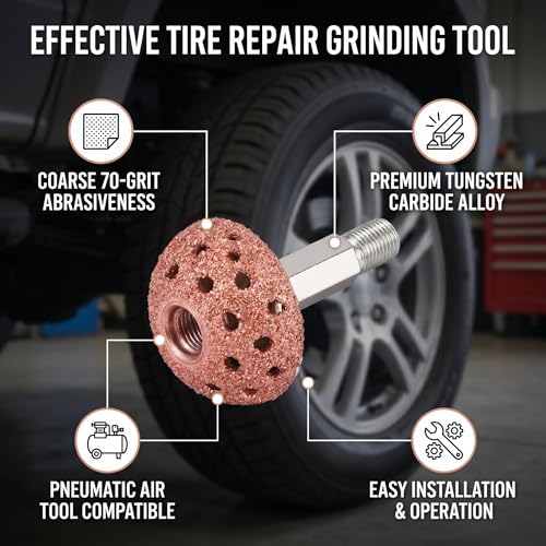 Image of Tire Buffing Wheels, 38mm Tungsten Alloy Tire Grinder Wheel with Linking Rod Tire Repair Grinding Kit