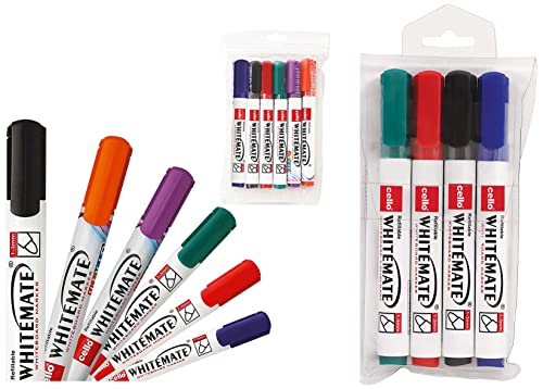 Image of Cello Whitemate Vivid Whiteboard Markers | Set of 6 Whitemate Whiteboard Marker Set - Pack of 4 (Multicolour)