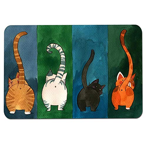 BuyWeek Paillasson Interieur Entree 40 x 60 cm, Tapis d'Entrée Extérieur Intérieur Motif Chat Antidérapant pour Couloir, Salle de Bain, Cuisine, Salon,...