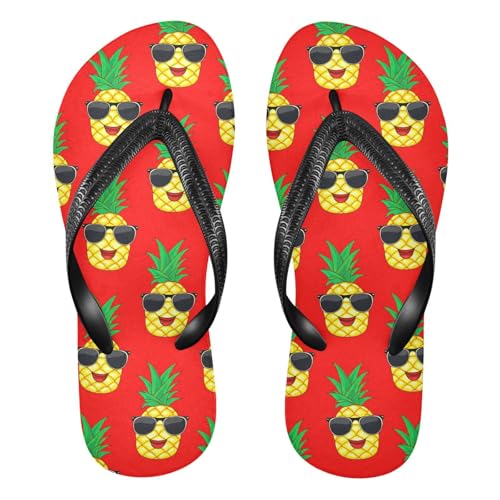 Pineapple Red Flip Flops for Beach Thong Sandals Anti-slip Lightweight Beach Shoes for Summer Outdoor Travel