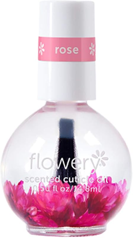 Óleo para cutículas Flowery com fragrância de rosa, 15 mL