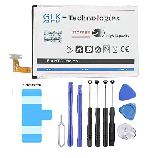 High Power Ersatzakku für HTC One M8, Dual SIM, E8 Dual B0P6B100 | Original GLK-Technologies Battery | accu | 2700 mAh Akku | inkl. Werkzeug Set Kit NEU