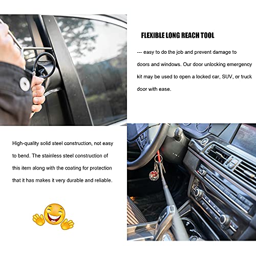 JHACM Car Unlock Tool Kit 18PC with Non Marring Wedge Bag Pump, Long Reach Grab Tools, Auto Trim Removal Tool - Professional car Lockout kit pop a Lock for All Cars