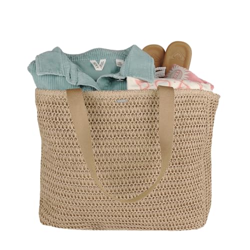 Image of Roxy Women's Beach Tote Bag | Travel | Vacation | Straw | Lightweight | Breathable, Spotless Sunnies - Natural