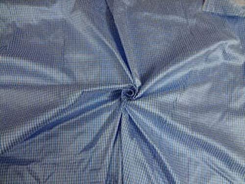 Soie dupioni bleu clair et ivoire à carreaux pour robe mariée