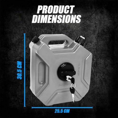 Image of Universal 5 Liter Fuel Jerry Can With Clamp and Cap For Motorcycle | Fuel Container Heavy Duty construction for Petrol /diesel /kerosene Storage (Grey)
