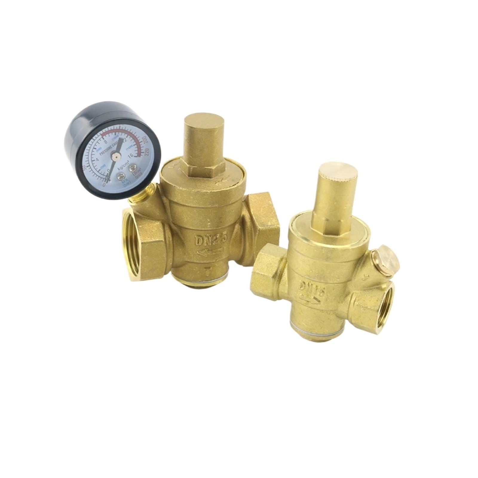 Ozliyy 1/2 Pcs Dn5 Dn20 Dn25 Brass Water Pressure Reducing Maintaining Valve " 3/4" " Adjustable Relief With Gauge Meter(")