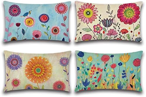 Artscope Set of 4 Decorative Cushion Covers 45x45cm, Tropical Plants Waterproof Throw Pillow Covers, Perfect to Outdoor Patio Garden Bench Living Room Sofa Farmhouse Decor