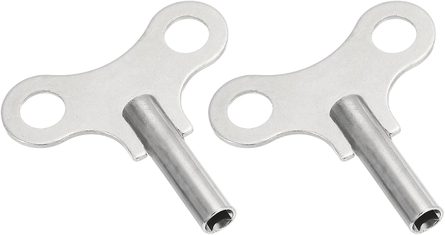 PATIKIL 2 Pcs Wrench Clock Key for Winding, 4.4mm Hole Dia. 52mm Long Steel Clock Keys for Mechanical Alarm Wind Chain Repair Replacement, Silver Tone