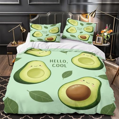 Parure de lit imprimée 3D avocat drap de couette microfibre 220x240 hypoallergique doux