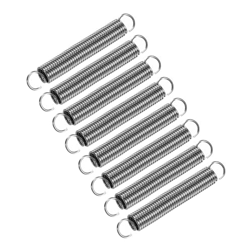 QUARKZMAN 8 Stück Verlängerte Zugfeder Drahtdurchmesser 0,047, Außendurchmesser 0,39, Freie Länge 2,76 Federstahl Kleine Doppelhaken-Zugfedern für die Produktion