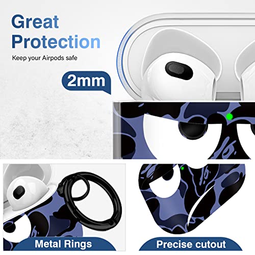 Image of for Airpods 3 Case 2021, Don't Touch Me for Airpods Cover with Keychain Soft Cute Shockproof Cover for Women Men Compatible with for Airpods 3 Charging Case,Blue