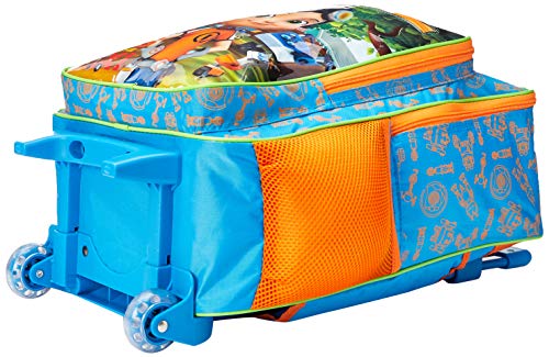 Mala Escolar G c/ rodinhas Rusty Rivets Max Super, Dermiwil, 37528, Azul e Laranja