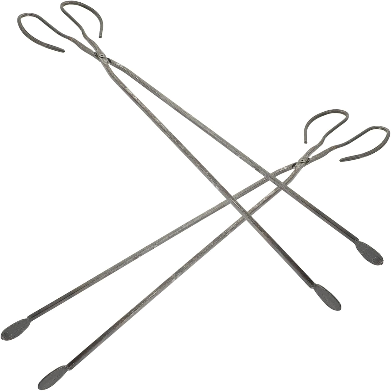 Totority 2pcs Fireplace Tongs Heavy-Duty Scissor Tongs for BBQ and Charcoal Long Handle Garbage Pickup Clips Flat Head for Cooking and Grilling