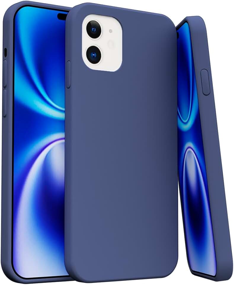 Capa Capinha Case Compatível IPHONE 12/12 PRO Silicone Aveludada Com Proteção De Câmera Aberta PREMIUM (AZUL MARINHO)