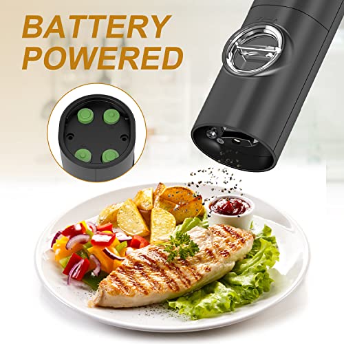 Electric Pepper Grinder, Battery Operated Salt Grinder, Automatic Pepper Mill With Led Light, Adjustable Coarseness Mills, One Hand Operation #TOP5