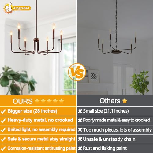 Rviezza 6-Light Farmhouse Chandelier For Dining Room Lighting Fixtures Hanging thumb #2