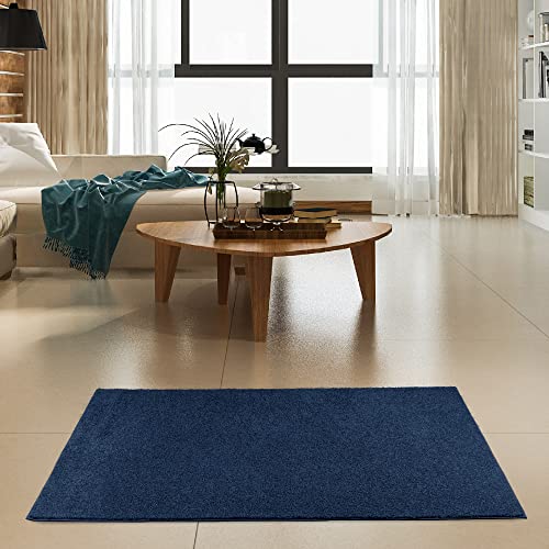 Ambiant Pet Friendly Solid Color Area Rugs Navy - 1.5' x 2.25' (18''x27'') Rectangle Mat, Indoor, Stain Resistant, Perfect for Living Room, Bedroom, Dining Room, Entryway, Pet & Kids Friendly Rug
