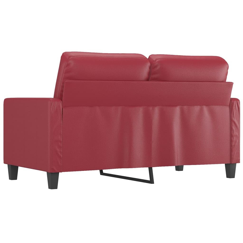 vidaXL Sofá de 2 plazas de Cuero sintético Rojo Vino 120 cm