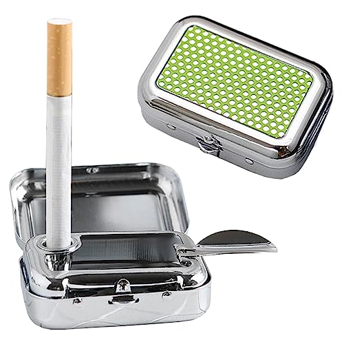 VOVCIG Pack of 2 Pocket Ashtrays Odour-Proof Ashtray with Lid Travel Ashtray Mini Portable Ashtray with Cigarette Tray Square Metal Ashtray (Green)