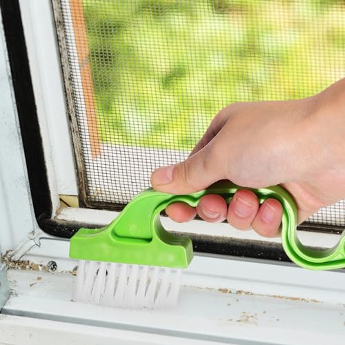 Image of 4 Pcs Window Track Cleaning Tools Set - Crevice Brushes for Efficient Cleaning of Window Grooves and Tight Spaces, Durable and Easy to Use