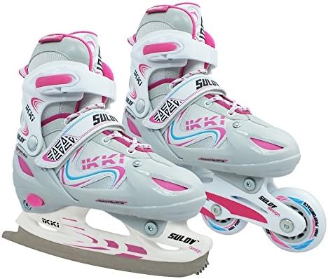 Girl's Skate 2V1 Ikki, Size- Medium, Color- White/Pink