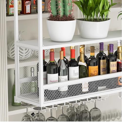 Casier à vin de plafond industriel blanc suspendu avec range-verres - 6