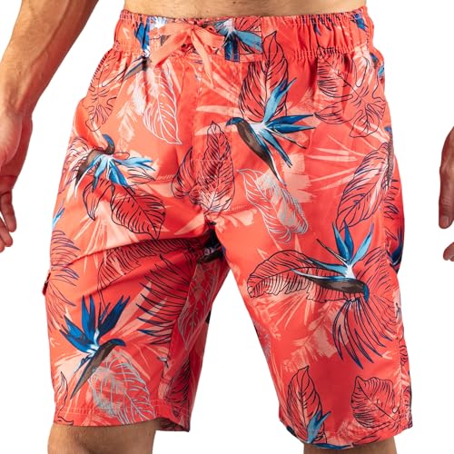 Kanu Surf Men's Seaside Swim Trunks (Regular & Extended Sizes), Paradise Coral, Mediumの商品画像（Amazon）