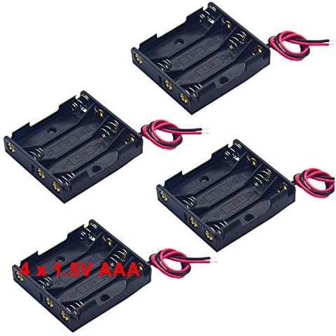 Yosawo 4x1.5V(6V) AAA Battery Holder Case,4 Pieces 4 Soltx1.5V DIY Battery Storage Box with Red and Black Wire Leads (4S AAA) Cover