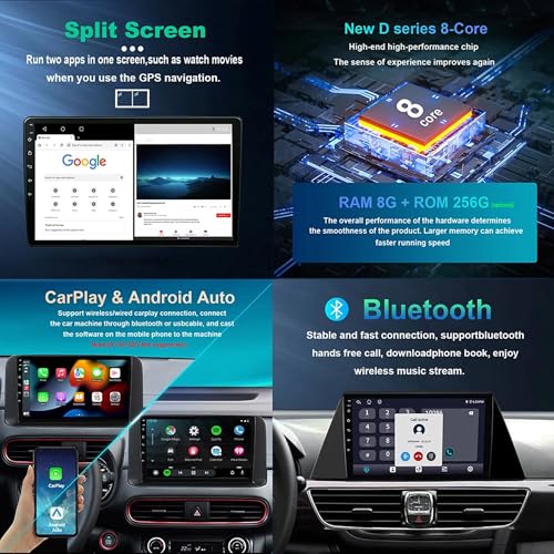 Android 15 Car Stereo for Volvo C30 S40 2004-2012 with CarPlay/Android Auto Touchscreen Display Reversing Camera WiFi Bluetooth GPS Navigation - Image 4