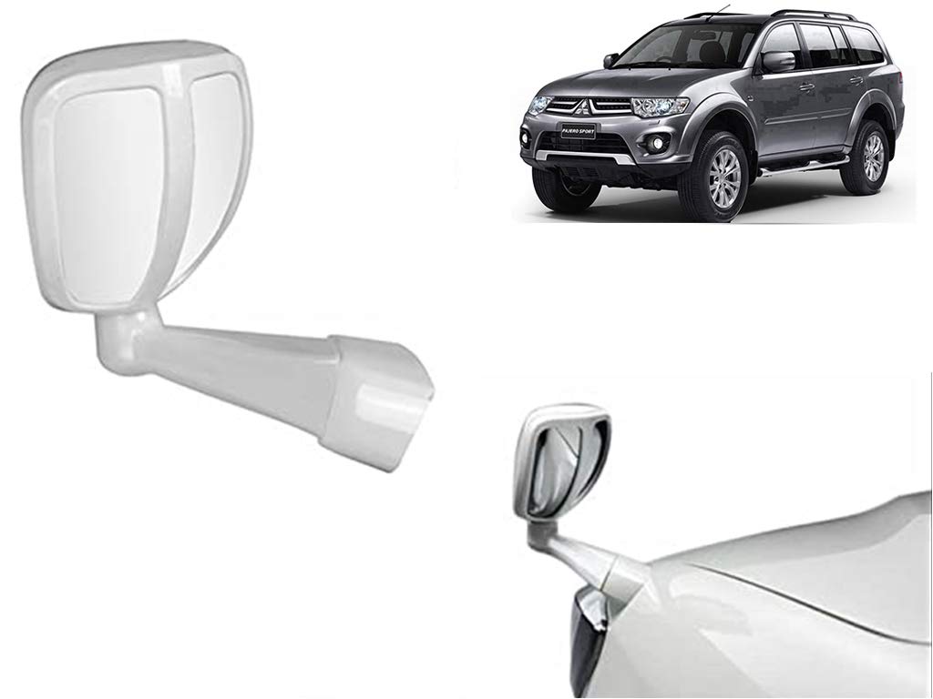Universal Hub- Front Fender Wide Angle Mirror Bonnet Mirror (Small, White) For -Mitsubishi Pajero Sport