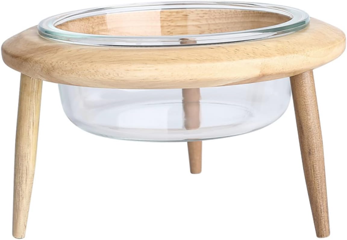 Milisten 1Set Household Pet Glass Bowl Feeder with Stand for Cats and Dogs Easy to Water and Food Dish