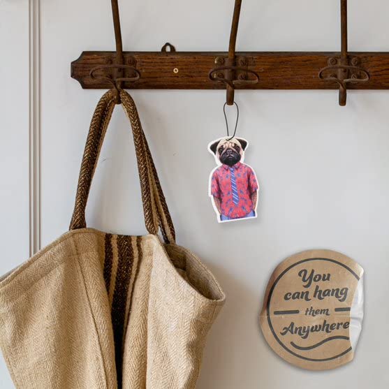 Image of Dog Car Air Freshener 3 Pack Pug Scented With Essential Oils By Fresh Fresheners