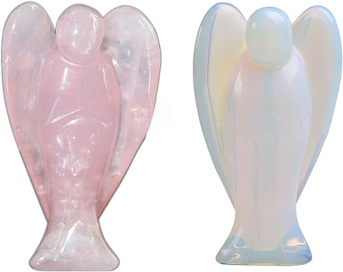 Figura de ángel de cristal curativo, piedra preciosa natural, tallada a mano, estatua de ángel guardián de la paz, cristales curativos de Reiki,