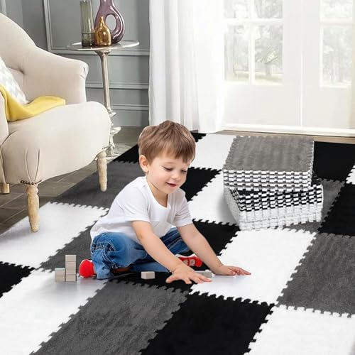 ZENOWICK Plush Interlocking Carpet Tiles Kit