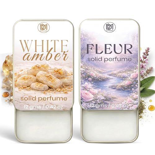 Image of Dr.Mashur Solid Perfume |White amber&Fleur Alcohol Free Wax Perfume Balm, Long Lasting | Pocket Tin 12g, Pack Of 2| Non Greasy Smooth Glide, Travel Friendly Men And Women
