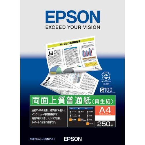 (未使用･未開封品)　EPSON エプソン純正両面上質普通紙[再生紙]A4 250枚 KA4250NPDR ar3p5n1 Amazon | EPSON エプソン純正両面上質普通紙[再生紙]A4 250枚