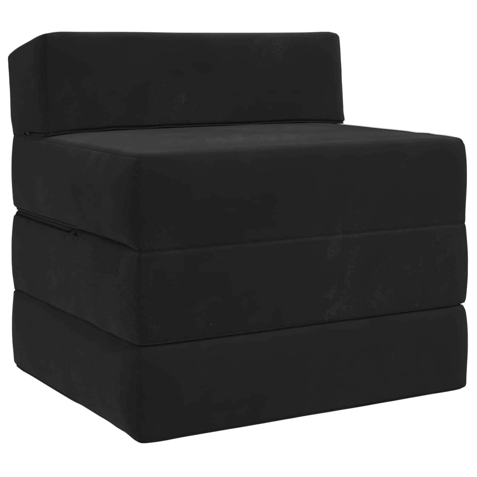 Faltbare Klappmatratze 2-in-1 Schlafsofa Bett 200 x 70 x 10 cm Gästematratze aus Samt Faltbarer Schlafsessel mit Schaumstoff-Füllung für Gästezimmer und Wohnzimmer Schwarz