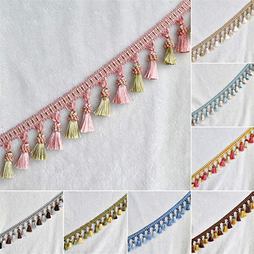 Rideau en dentelle, garniture à franges, 3 mètres, garniture à franges pour couverture, vêtements décorés, dentelle, couture, nappe, accessoires de rideau (couleur : rose) (couleur : kaki) (kaki)