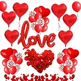 globo love party fiesta 💟 ¡Prepara una sorpresa romántica para tu pareja! Conecte la cinta que cuelga a los globos inflados de papel de aluminio en forma de corazón, luego déjelos flotar hacia el techo. Deje que su pareja entre por la puerta para sentir el ambiente romántico.