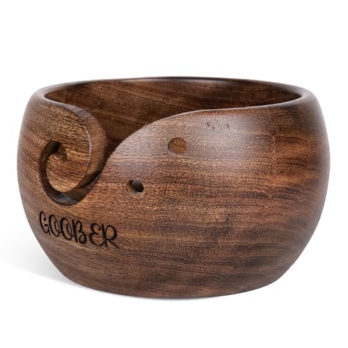 Image of Personalized Rosewood Yarn Bowl - Wooden Knitting & Crochet Bowl for Tangle-Free Yarn | Handmade Storage, Holder & Dispenser | Antique Finish Gift for Knitters & Crocheters